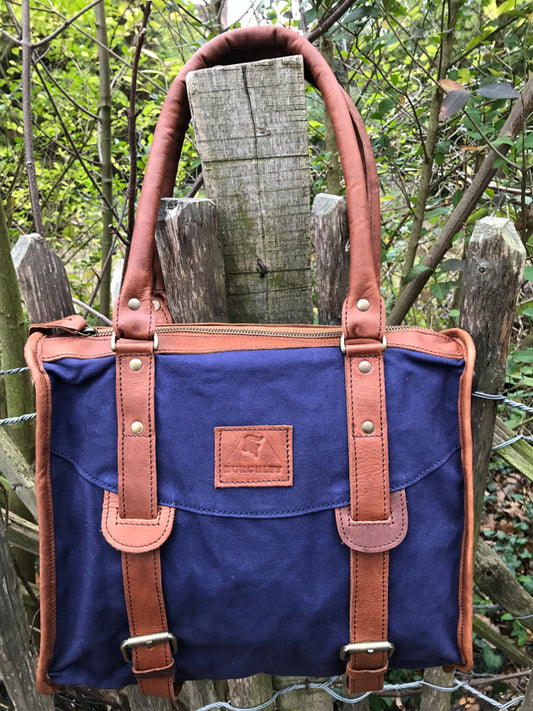 The Wigham. A casual leather and canvas bag by Burghley Bags