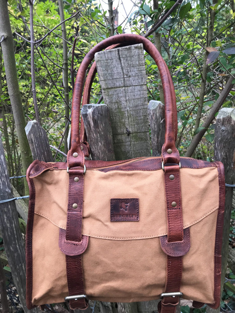 The Wigham. A casual leather and canvas bag by Burghley Bags