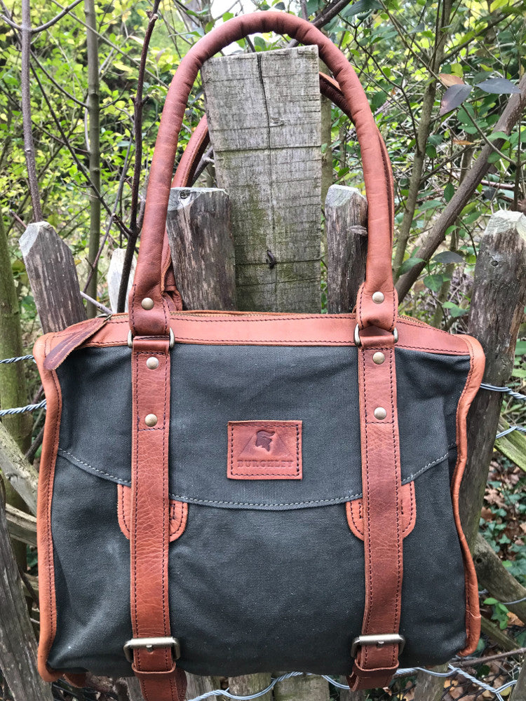 The Wigham. A casual leather and canvas bag by Burghley Bags