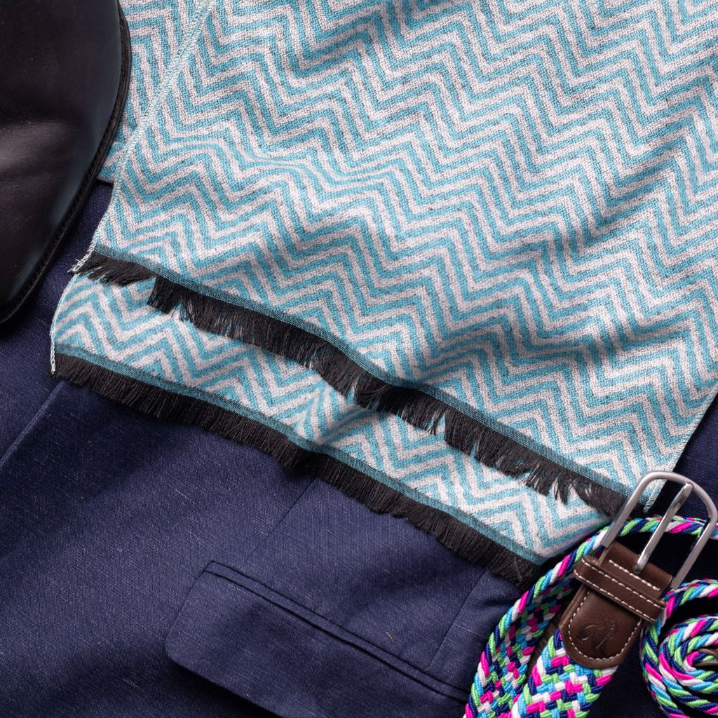 Blue Herringbone Scarf