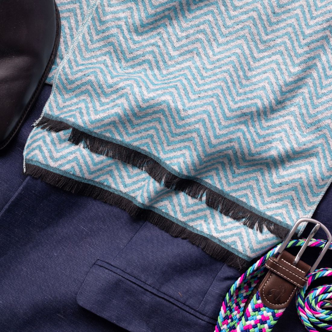 Blue Herringbone Scarf