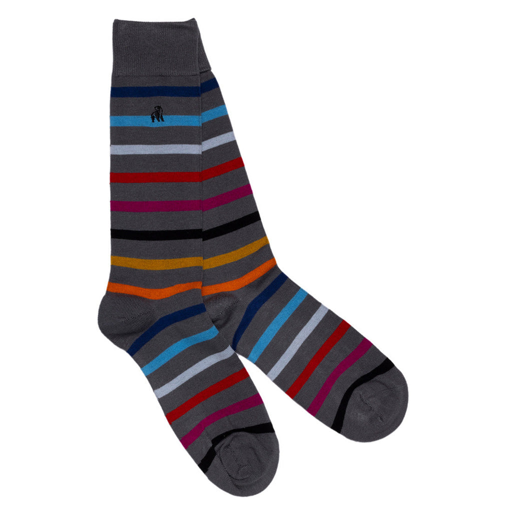 Colorful striped sock on a white background