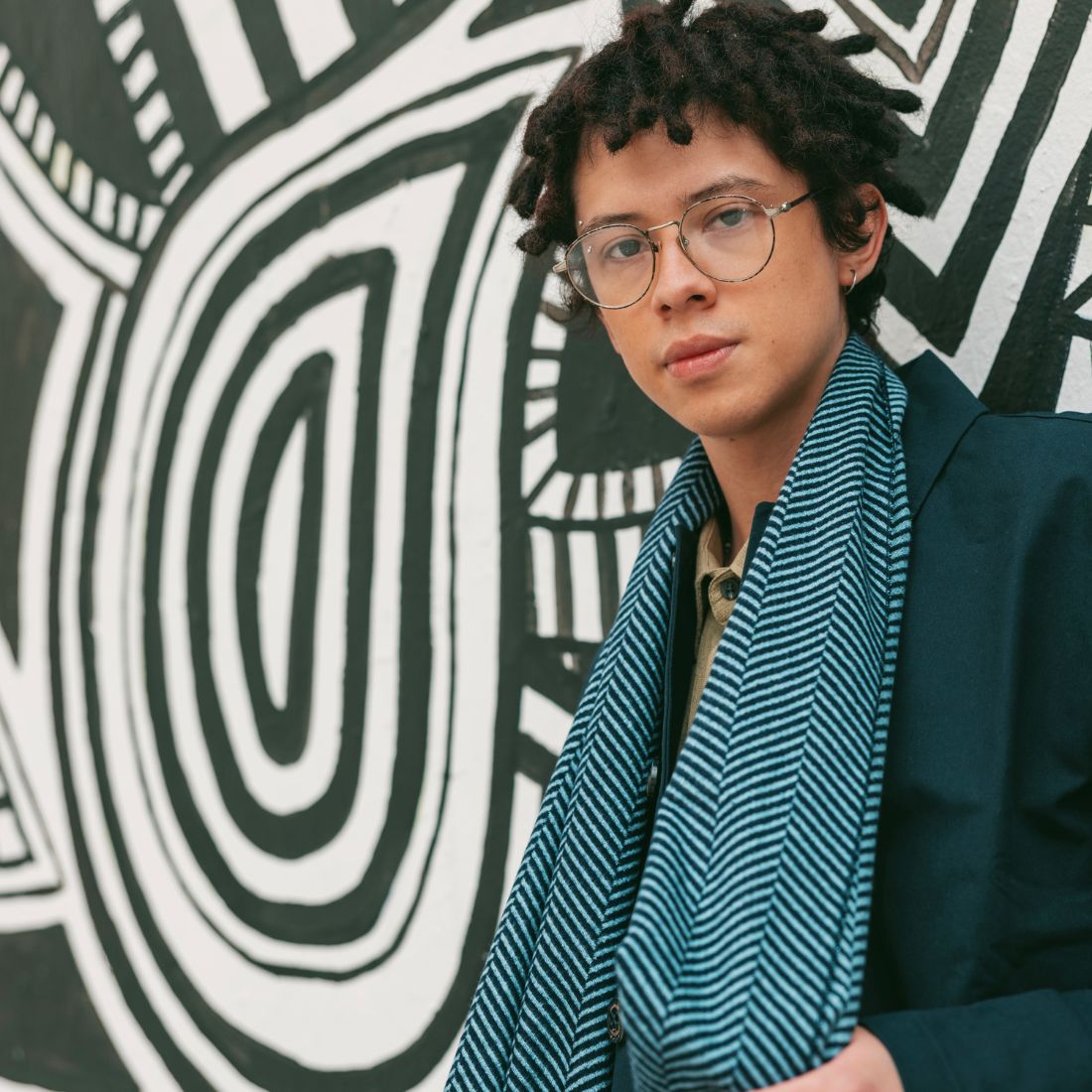 Blue Herringbone Scarf