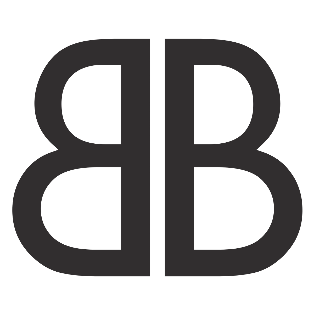 Black and white logo with a geometric design on a white background