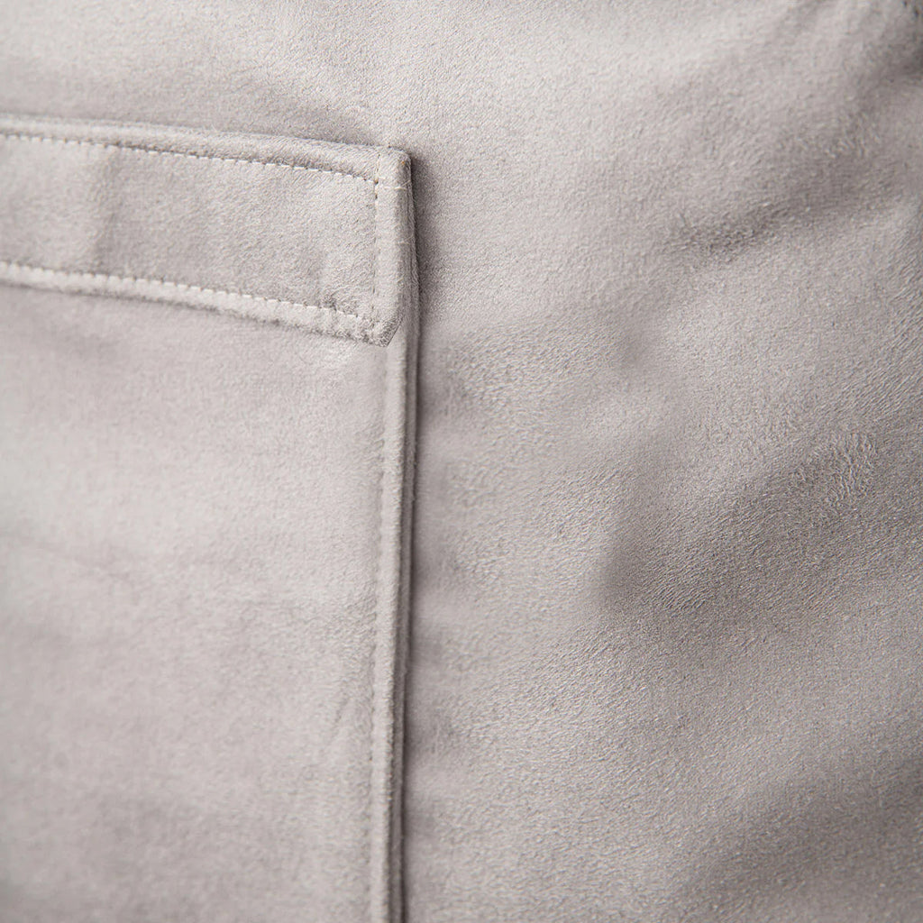 Close-up of a textured gray fabric surface
