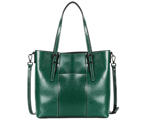 Leather Messenger Tote Bag