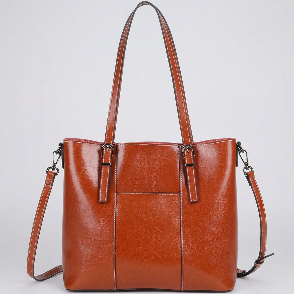 Leather Messenger Tote Bag