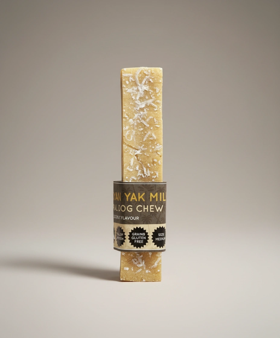 Yak milk dog chew on a gray background
