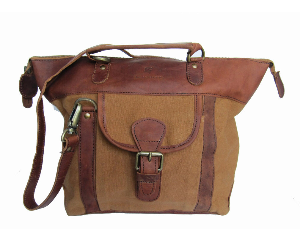 The Melton. A lightweight, country styled canvas and leather shoulder bag by Burghley Bags