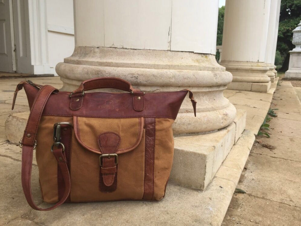 The Melton. A lightweight, country styled canvas and leather shoulder bag by Burghley Bags