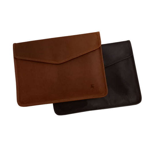 Handmade luxury leather laptop sleeve / document wallet by Burghley Bags
