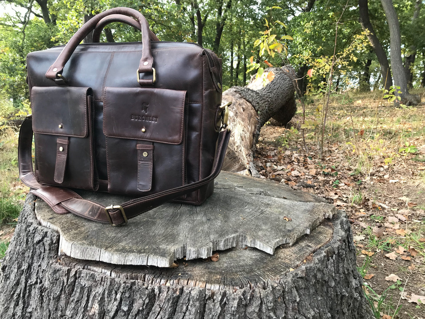 The Ashton. A handmade leather briefcase by Burghley Bags.