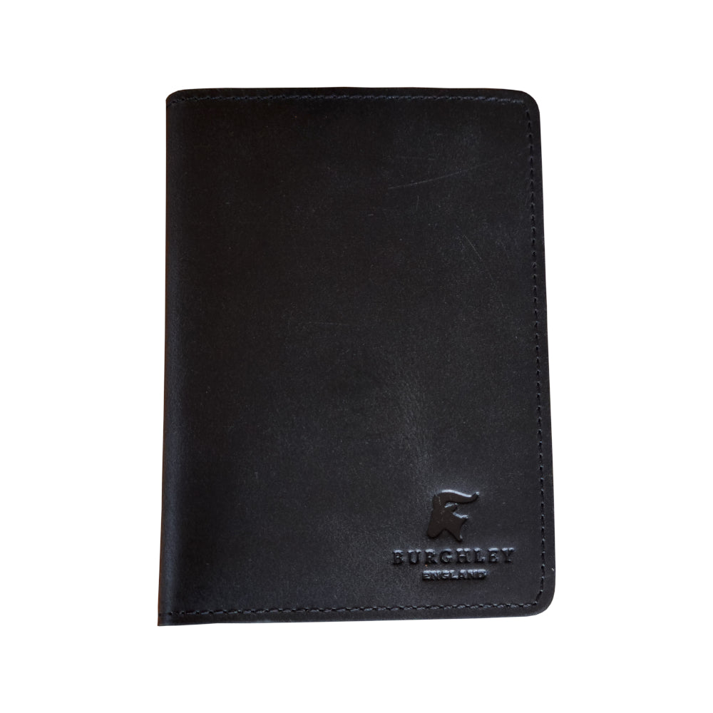 Black leather passport cover.