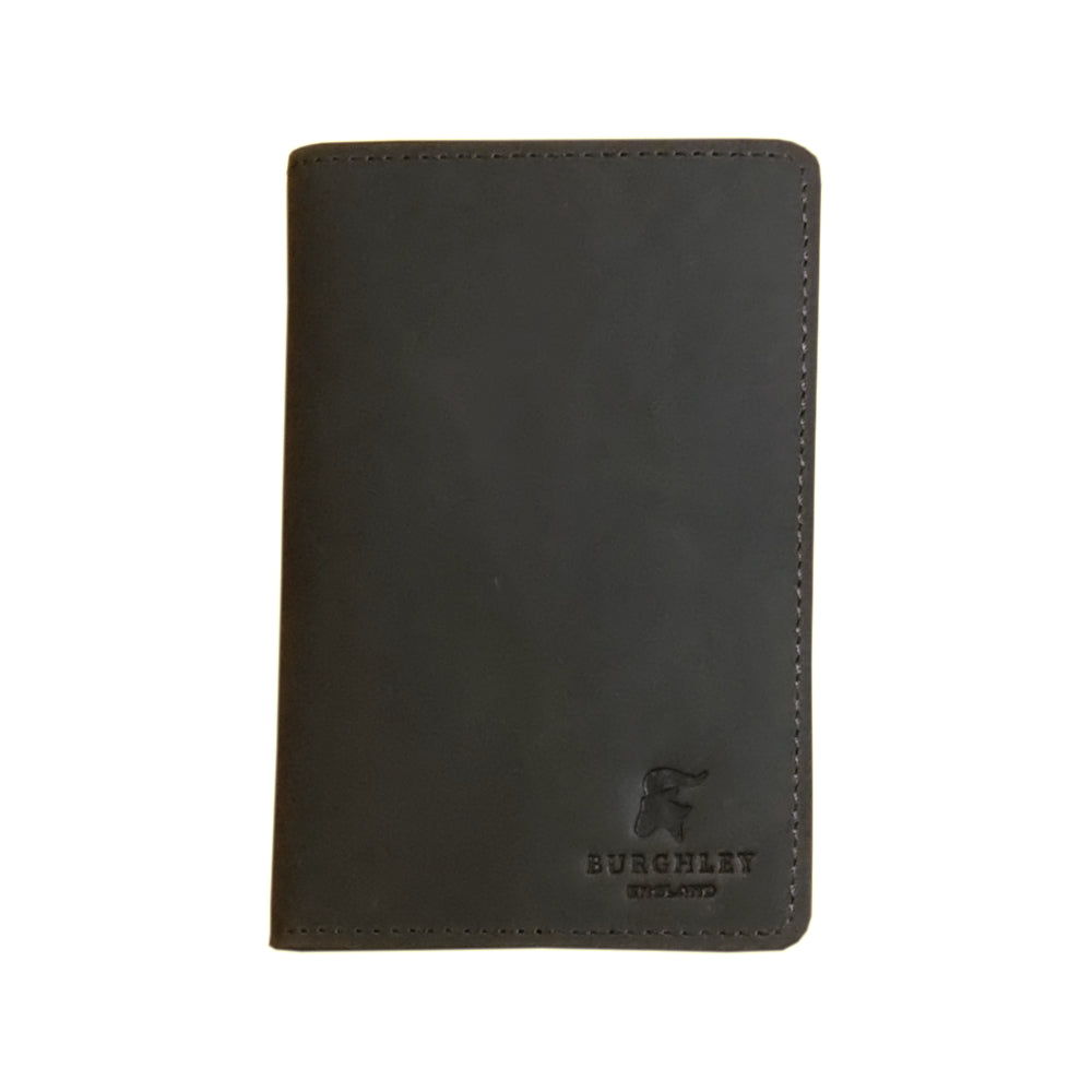 Brown leather passport cover.