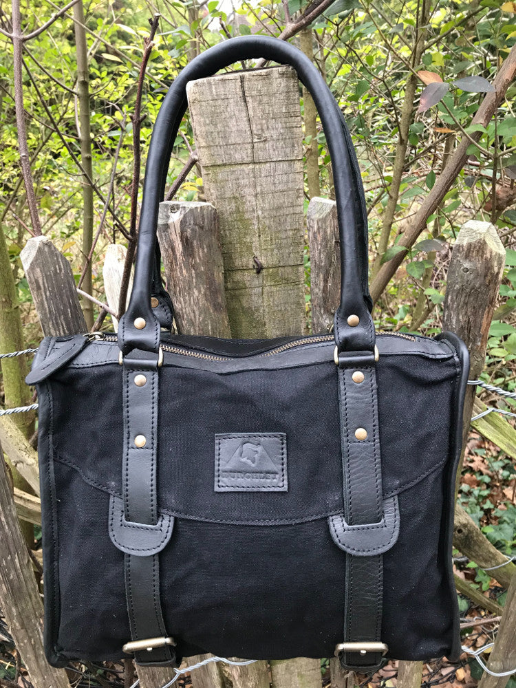 The Wigham. A casual leather and canvas bag by Burghley Bags