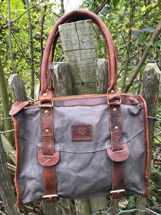 The Wigham. A casual leather and canvas bag by Burghley Bags