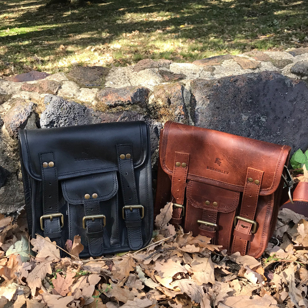 The Little Barrowby by Burghley Bags is smaller version of our retro style Barrowby Satchel. It's handmade from vegetable tanned leather and is available in black and brown.
