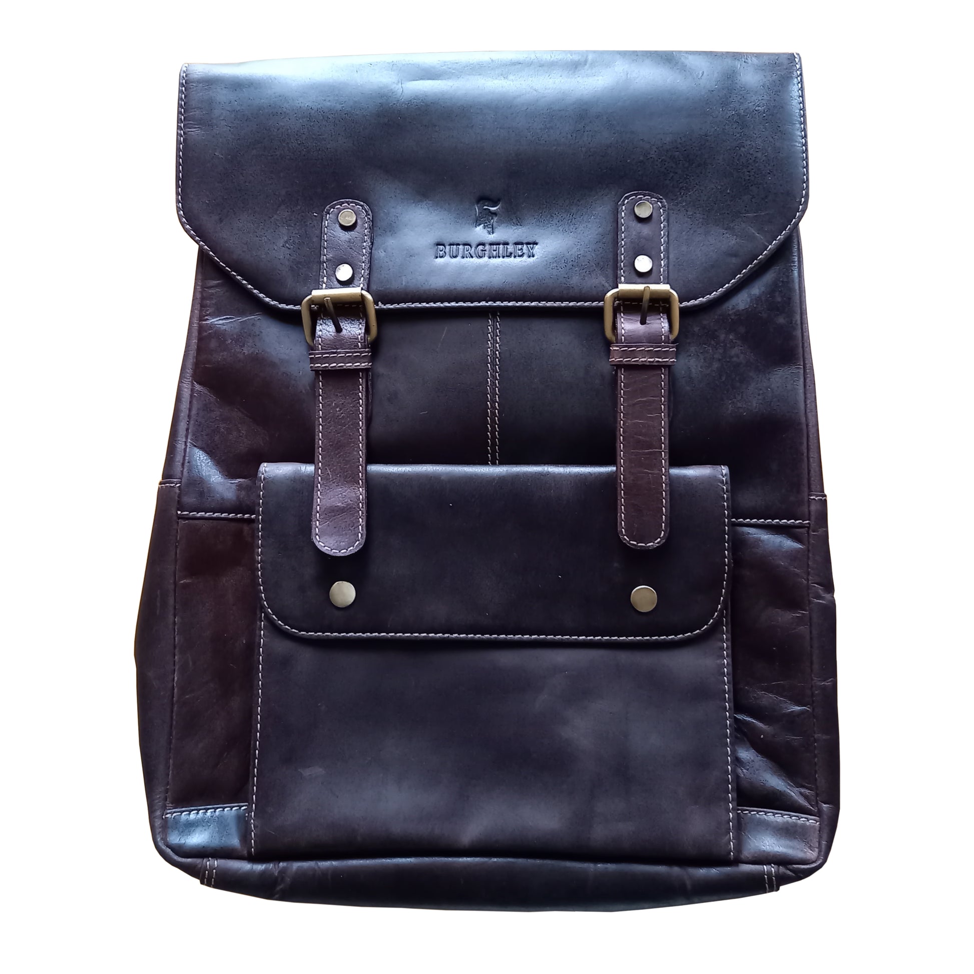 Handmade full leather dark brown vintage backpack with clever straps that convert it to a cross-body bag.